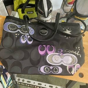 Black with purple coach purse
